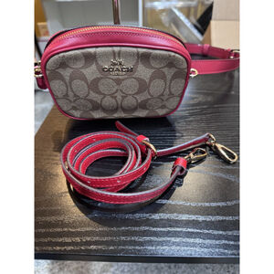 Coach Convertible Belt Bag in Signature Canvas Red